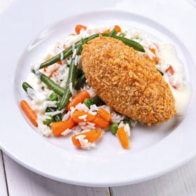 Рыбная котлета с рисом и овощами(ЧЕТВЕРГ)