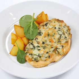 Отбивная с Моцареллой, шпинатом и жареным картофелем(ПОНЕДЕЛЬНИК)