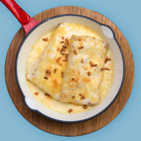 Блинчики с беконом и грибами